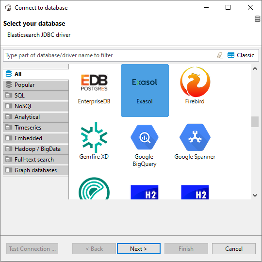 Select New Database Connection